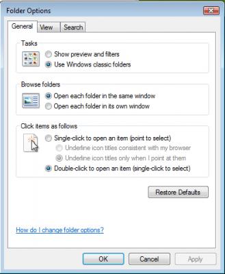 Vista Explorer - Menus