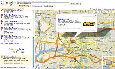 Paid results on Google Maps: Hertz has marked its territory in trademark yellow